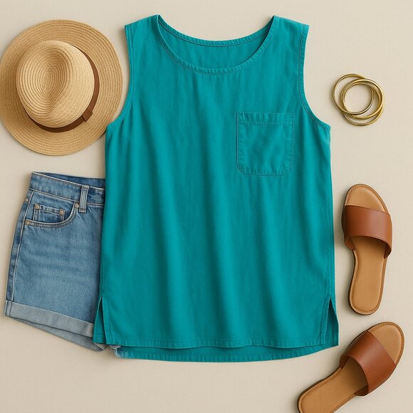 Vintage 90s 100% Silk Tank Top – Turquoise Blue – Made in USA – Size Small - Picture 6 of 6